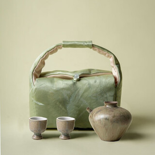 Yong huan didi stoneware drinking one person liquor wine set decanter ceramic kiln transformed wine cup wine jug wine glass li chaohui one pot two cups - drinking set + storage bag