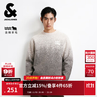 Jack&jones men's 25th autumn and winter sweater men's cardigan gradient casual knit sweater loose round neck pullover bottoming shirt c02 london fog regular m (175)