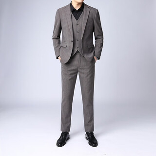 Dancing wolves men's suit suit spring and autumn business casual professional dress men's handsome fashion three-piece trendy slim beige (suit + pants + vest) s 165-(recommended 85-100jin jin equals 0.5 kg)