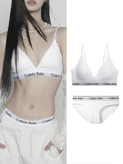 Ck underwear women's small breast push-up underwear set gray french triangle cup beautiful back dancing sports bra v style moonlight white suit s 85-105jin jin equals 0.5 kg