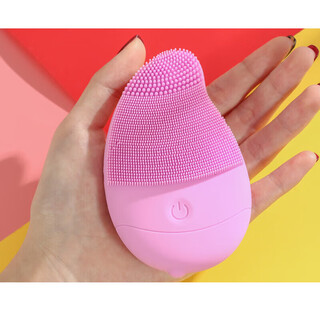 芒果硅胶电动洁面仪声波洗脸刷毛孔清洁器黑头美容仪 充电款粉色-芒果 1-500个