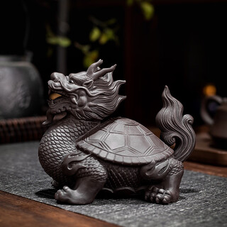 Ceramic dragon turtle ornaments dragon turtle office porch desktop ornaments chinese home decorations 2025 purple sand large dragon turtle
