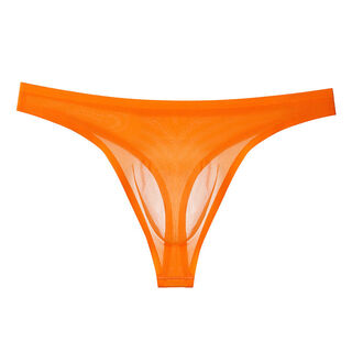 Paloma hot ice silk men's thong thin translucent sexy silky bottoming underwear orange pt shop owner struggling m