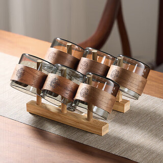 Eight thousand lines glass small tea cup set master tea cup high temperature resistant cup holder office hospitality household supplies tea set