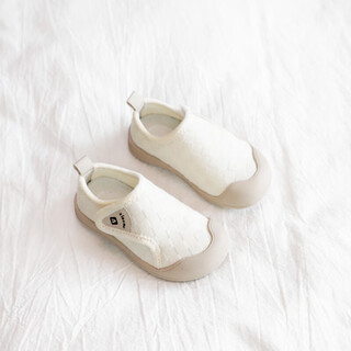 Bakerby boys' cotton shoes bags and baby floor shoes children's cotton shoes girls' slippers indoor household shoes children's cotton shoes winter off-white size 27 shoes inner length about 17 centimeters