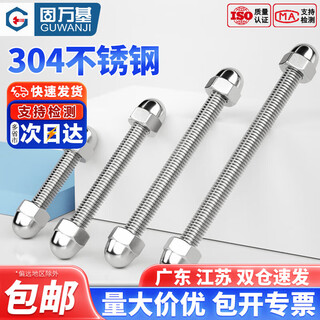 Guwanji 304 stainless steel tooth rod screw full thread screw cap nut set tooth rod screw stud combination m3m20 m8x40 (10 sets)