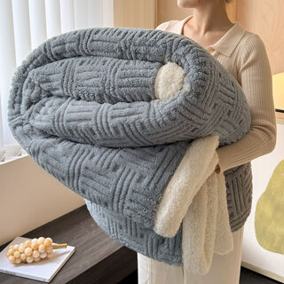 Fantasy winter thick sofa cover blanket air conditioned office nap blanket lamb velvet small blanket coral velvet blanket lunch break soft-glacier gray class a maternal and infant grade long-term use and no shedding double blanket 200*230cm thickened upgraded multi-function