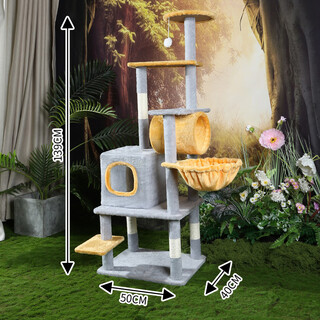 Guazhou mu large cat climbing frame cat nest hole multi-functional climbing frame jumping platform integrated cat nest winter plus velvet warm cat hammock 139cm 4 layers