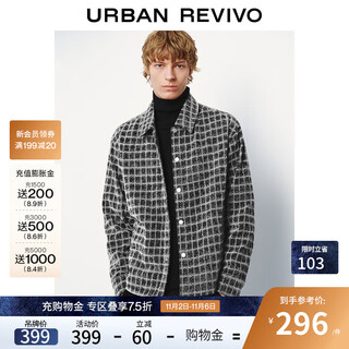 Ur2025 winter new men's fashion contrast color plaid lapel casual jacket umm850102 dark gray plaid s