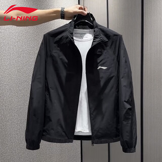 Li ning (li-ning) jacket men's spring and autumn new running outdoor sports stand collar top men's loose casual autumn jacket men's black stand collar sports jacket m /170 (105-125jin jin equals 0.5 kg)