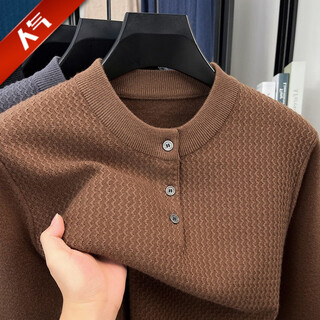 Goldlion g+ autumn and winter thickened men's long-sleeved sweater sweater warm and comfortable bottoming shirt for young and middle-aged dads cambridge brown l 175