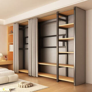 Difebao (difeibao) simple wardrobe bedroom home open hanger rental storage cabinet assembly metal frame cloth wardrobe b type - 1.6 meters all-inclusive