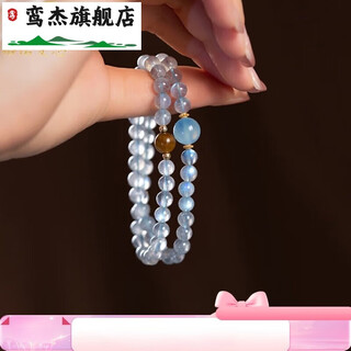 Luanjie moonstone bracelet double circle natural crystal bracelet aquamarine tiger eye stone transfer sapphire beads 6mm