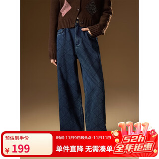 Elle kids retro diamond fleece straight girls jeans versatile autumn new design casual pants