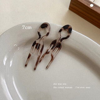 Qimei lian leopard print small fish hairpin u-shaped hair artifact ball hair clip female inverted comb hairpin short hair transition period hairpin gray leopard print - small pair 7cm