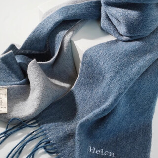 Muzhouyu 2025 new wool embroidered custom scarf women's extra long thickened autumn and winter scarf blue double piece