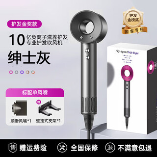 Leifen upgraded version national 3c certification丨5 billion negative ions for hair care official flagship high-speed hair dryer for home use negative ions for hair care quiet, quick-drying, high wind, leafless and hollow gentleman gray-single nozzle 1 billion moisturizing negative ions