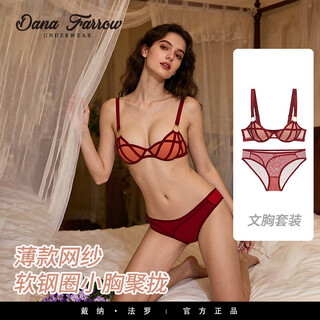 Dana farrow brand 2025 new sexy underwear women's push-up small chest thin wide shoulder strap anti-sagging bra set for women red set 70a one size fits all