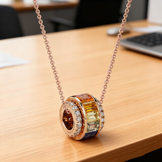 Private jewelry natural colored treasure 1.45 carat colored sapphire pendant 18k gold diamond necklace passepartout rainbow color version (gold color) chain not included