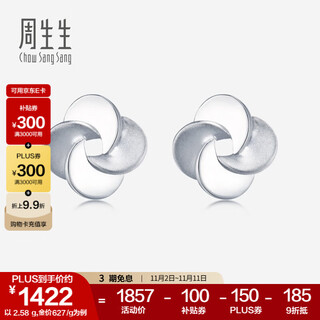 Chow sang sang pt950 platinum earrings white gold flower earrings stud earrings 77340e price 2.58g (including labor cost 240 yuan)