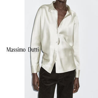 Massimo dutti autumn and winter new product 2025 women's french elegant quiet luxury style high-quality bat sleeve satin shirt 05152952 silver xs (165/84a)