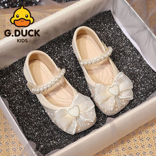 G.duckkids little yellow duck girls princess shoes 2025 summer children's leather shoes crystal shoes baby shoes versatile soft sole dance shoes off-white-2025 new single layer 23 inner length 14.5cm