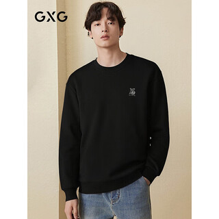 GXG男装黑色字母图案圆领卫衣男24年秋季新品 黑色 175/L