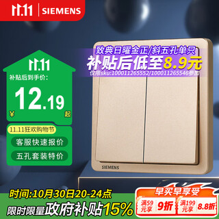 西门子（SIEMENS）开关插座 二开双控开关面板 致典日曜金5TA14233NC03