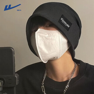 Pull back hat men's autumn and winter pile hat trend versatile high elastic cold hat bag turban women's headgear knitted hat headband nightcap black