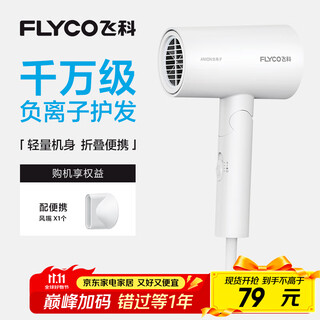 Flyco negative ion hair dryer home portable travel fast drying hot and cold air high power hair dryer fh6276
