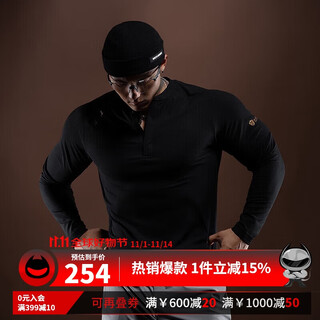 Monster guardians men's long sleeve fitness clothing gold stamping logo slim fit henley moisture-wicking sports training clothing black m