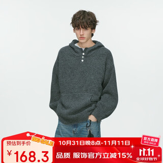 Aberdeen literary men's wool blended button hooded sweater for men in autumn lazy style casual couple pullover sweater for women charcoal gray m