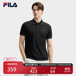 Fila pilot polo|fila official men's knitted polo2025 summer new fashion casual cool short-sleeved black-bk l 175/96a/l