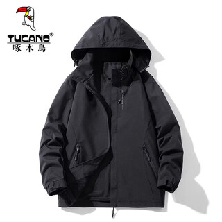 Woodpecker jacket men's autumn and winter removable three-in-one jacket couple casual jacket outdoor windproof mountaineering jacket black (jacket jacket) xl (recommended 120-145jin jin equals 0.5kg)