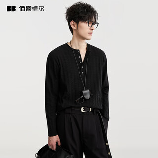 Earl zall henry collar jacquard texture 25 autumn knitted long-sleeved t-shirt men's casual bottoming shirt