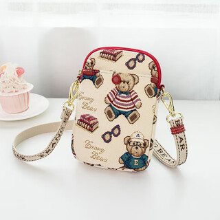 Little bear attachment embroidery fashion mobile phone bag women's crossbody bag high-end fashionable versatile shoulder mini small shoulder bag