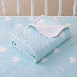 Baby diaper pad pure cotton breathable waterproof washable large size children's leak-proof sheet menstrual care aunt pad blue love bubble (one pack) 80x100cm