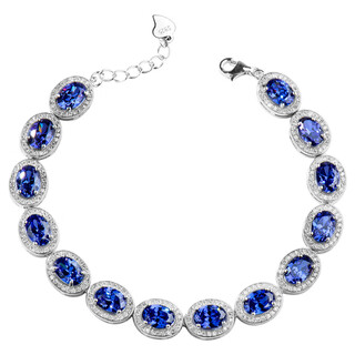 Ink taoyuan sapphire bracelet for women s925 sterling silver new style versatile pavé blue zircon tanzanite crystal bracelet 925 sterling silver bracelet 17-20 cm adjustable
