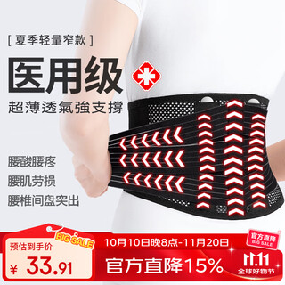 Wspen summer protective belt for lumbar disc protrusion, lumbar muscle strain breathable belt for men and women who sit for long periods of time, ultra-thin breathable waistband