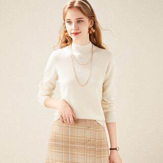 Tuhuang seamless one-piece pure wool solid color bottoming knitted sweater 25 autumn and winter half turtleneck sweater tw897303