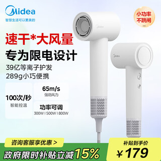Midea high speed hair dryer 3.9 billion plasma hair dryer negative ion hair dryer 300-800w dormitory available fg102 national subsidy holiday/birthday gift