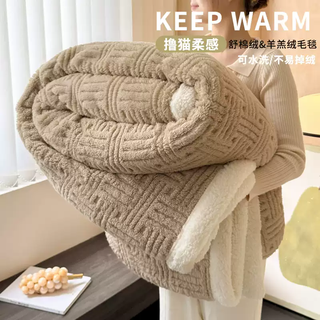 Fantasy winter lamb velvet blanket thickened cover blanket coral velvet office nap milk velvet shawl sofa blanket small quilt upgraded thick version - deep khaki category a maternal and infant use double-sided velvet long-lasting temperature locking baby blanket - 70x100cm multifunctional blanket can be paved or covered