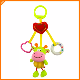 Tkhe baby car bed hanging toy 0-1 years old bedside car hanging newborn soothing plush bed bell green fawn bed bell