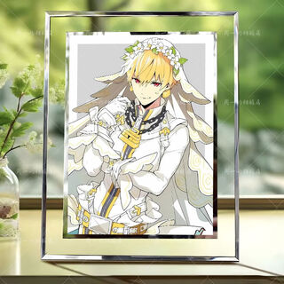Love fate figure peripheral gilgamesh gold sparkling two-dimensional ornaments crystal glass photo frame desktop vertical pendant wedding dress a4 super large value model thickened photo frame + photo + upgraded packaging