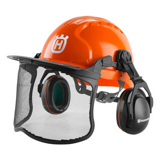 Husqvarna 592752602 chainsaw helmet with metal mesh face orange one size