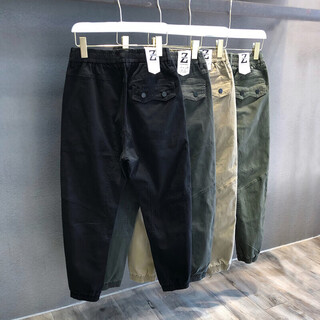 Heilan house (hla) solid color trendy brand loose overalls men's casual pants leggings men's harem pants korean version niche nine-point pants 1960 black high quality l recommended 98-108 jin jin equals 0.5 kg