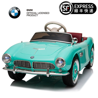 Tianlin bmw children's electric car four-wheel car remote control toy car can sit on children's baby stroller flagship version + green + portable pull rod + electronic steering + explosion-proof soft wheels