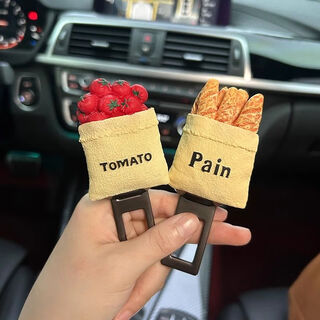 Car safety buckle holder cartoon cute car rear child anti-strangle seat belt tomato + bread seat belt