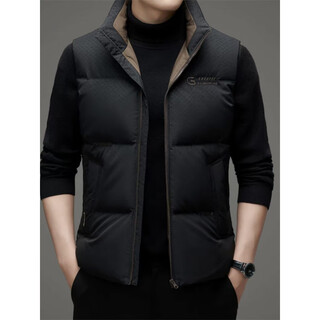 Less is more lilang high-end autumn and winter down vest men's duck down sleeveless vest stand collar warm vest jacket black l 175