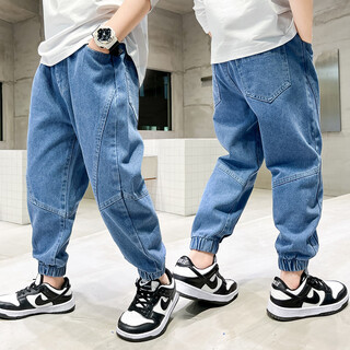 小红书爆款童装男童牛仔裤2025春秋新款儿童装大童裤子帅气春秋款 蓝色 cm 110